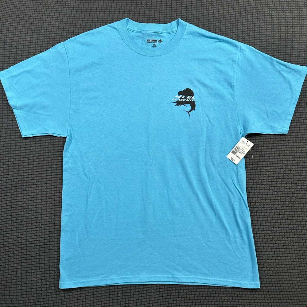Reel Legends Performance Outfitters Fish Graphic T Shirt Large Blue